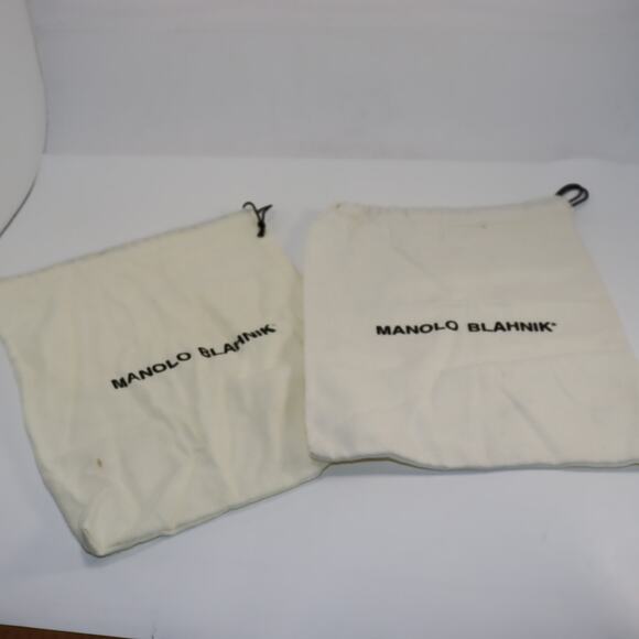 Manolo Blahnik Off-White Cotton Shoe Dust Bags Set of 2 13x10 - Picture 1 of 2